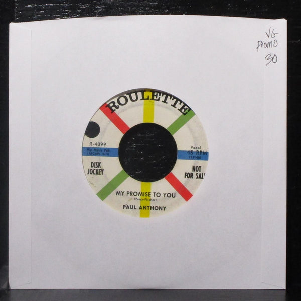 Paul Anthony - My Promise To You 7" VG Promo Vinyl 45 Roulette R-4099 USA 1958 - Shuga Records