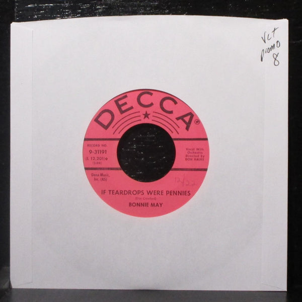 Bonnie May - It Only Hurts For A Little 7" VG+ Vinyl 45 Decca 9-31191 USA 1960 - Shuga Records