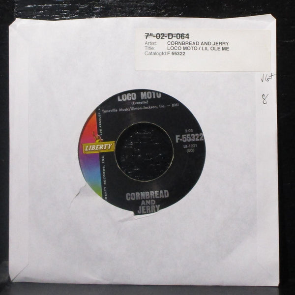 Cornbread & Jerry - Loco Moto / Lil' Ole Me 7" VG+ Vinyl 45 Liberty F-55322 USA - Shuga Records
