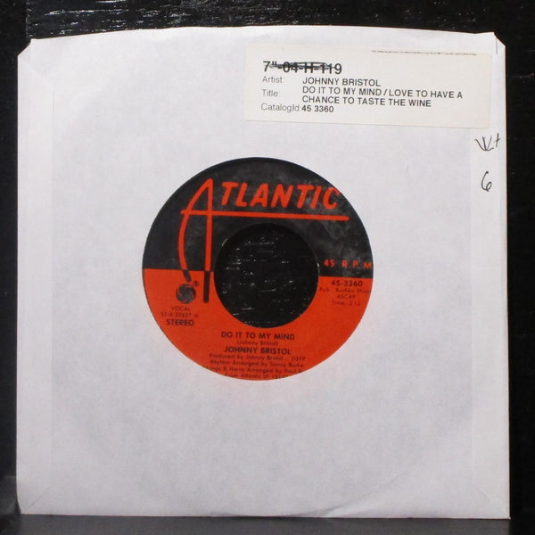 Johnny Bristol - Do It To My Mind 7" VG+ Vinyl 45 Atlantic 45-3360 USA 1976 - Shuga Records