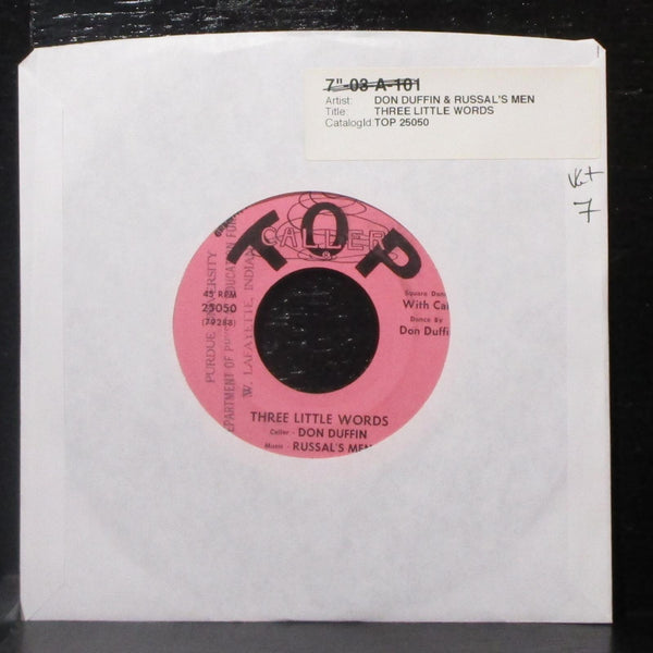 Don Duffin & Russal's Men - Three Little Words 7" VG+ Vinyl 45 Top Caller 25050 - Shuga Records