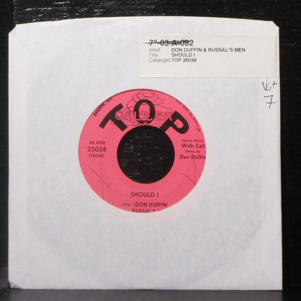 Don Duffin & Russal's Men - Should I 7" VG+ Vinyl 45 Top Caller 25038 USA - Shuga Records