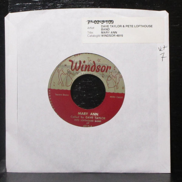 Dave Taylor & Pete Lofthouse Band - Mary Ann 7" VG+ Vinyl 45 Windsor 4815 USA - Shuga Records