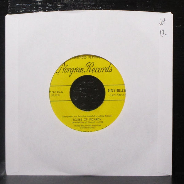 Dizzy Gillespie - Dizzy And Strings Vol. 2 7" VG+ Vinyl 45 Norgan EP N-115 USA - Shuga Records