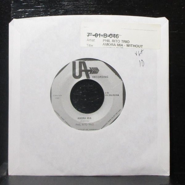 Phil Rito Trio - Amora Mia / Without Your Love 7" VG+ Vinyl 45 UA 263-29378 USA - Shuga Records