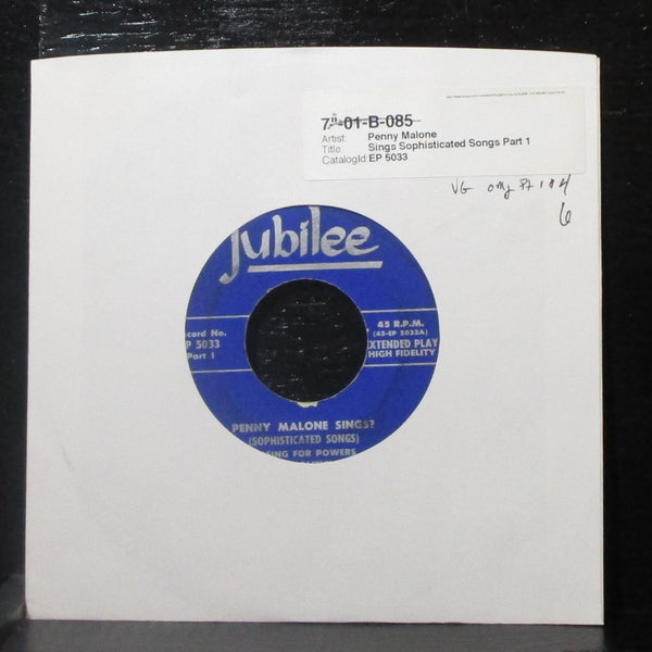 Penny Malone Sings? EP (Pt. 1 & 4 only) 7" VG Vinyl 45 Jubilee EP 5033 USA - Shuga Records