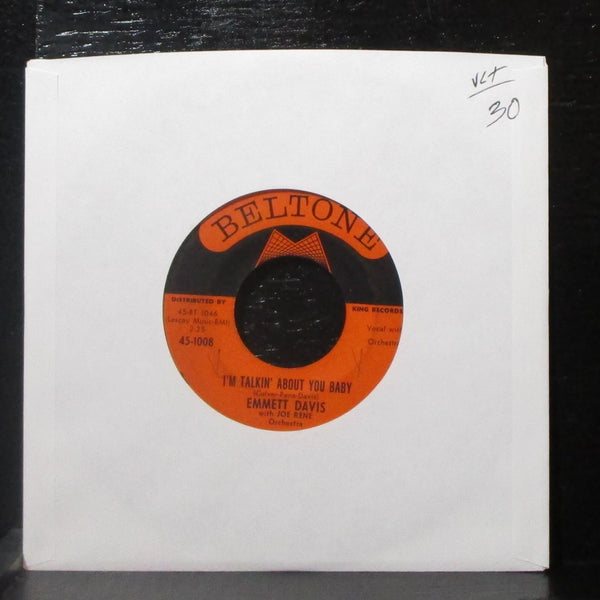 Emmett Davis - I'm Talkin' About You Baby 7" VG+ Vinyl 45-1008 Beltone USA 1961 - Shuga Records