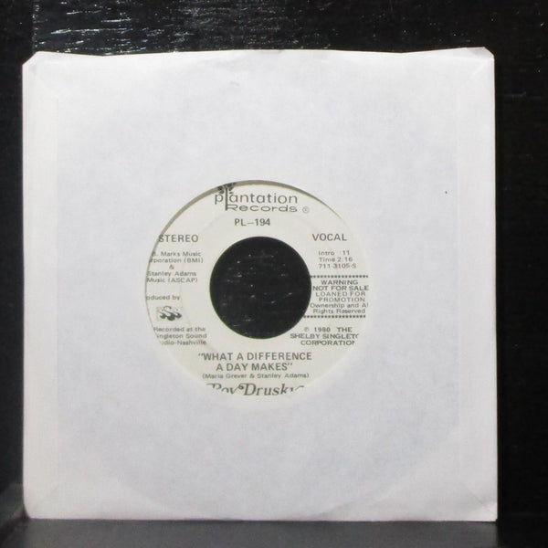 Roy Drusky - What A Difference A Day Makes 7" VG+ Blue Vinyl 45 Plantation 1980 - Shuga Records