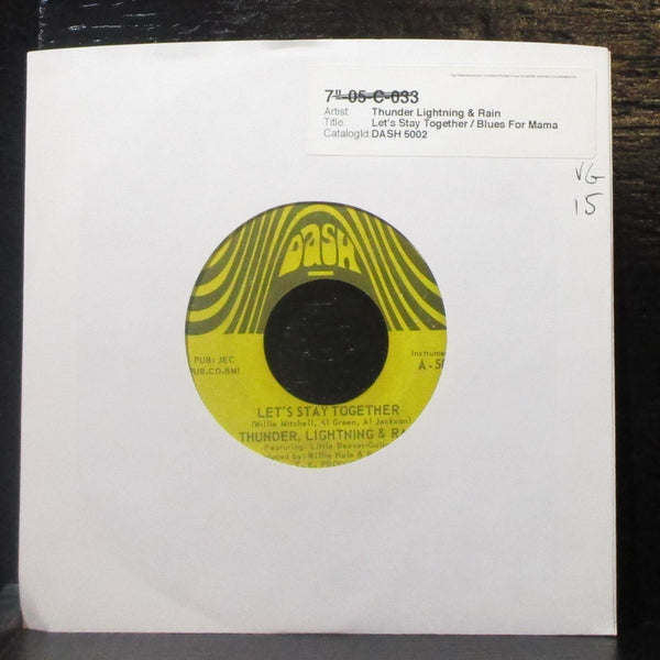 Thunder, Lightning & Rain - Let's Stay Together / Blues For Mama 7" VG Vinyl 45 - Shuga Records