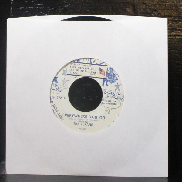 Bob Fisk & The Texans - Everywhere You Go 7" VG Vinyl 45 Blue Star BS-1772 USA - Shuga Records