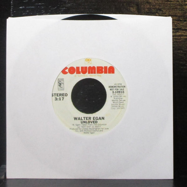 Walter Egan - Unloved 7" VG+ Promo Vinyl 45 Columbia 3-10916 USA 1978 - Shuga Records
