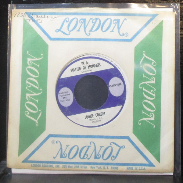 Louise Cordet - I'm Just A Baby / In A Matter Of Moments 7" VG+ Vinyl 45 London - Shuga Records