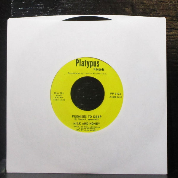 Milk And Honey - Secret Of The Night / Promises To Keep 7" VG+ Vinyl 45 Platypus - Shuga Records