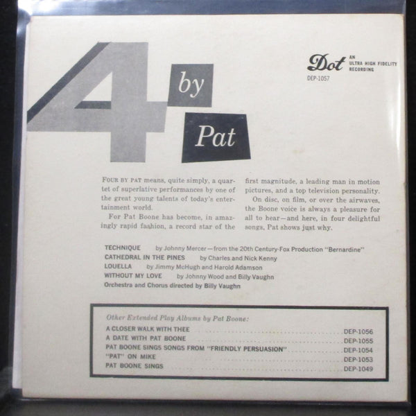 Pat Boone - Four By Pat EP 7" VG+ Vinyl 45 Dot DEP-1057 USA 1957 - Shuga Records