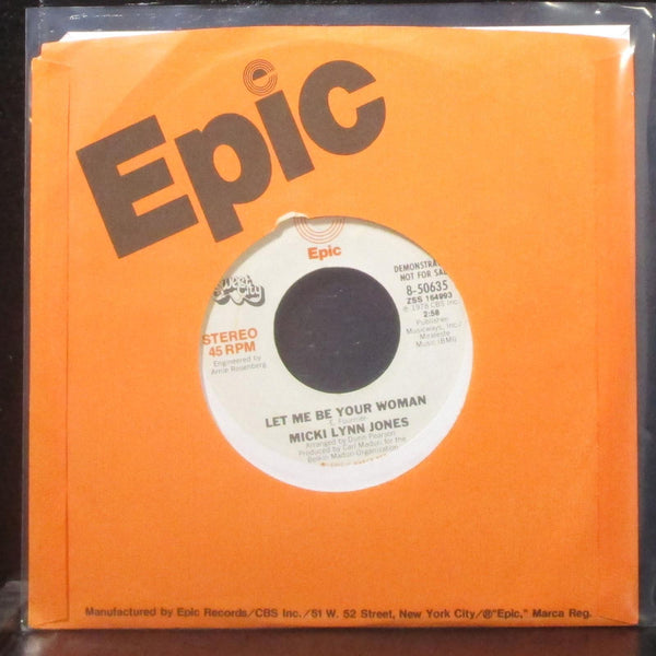 Micki Lynn Jones - Let Me Be Your Woman 7" Mint- Promo Vinyl 45 Epic 8-50635 - Shuga Records