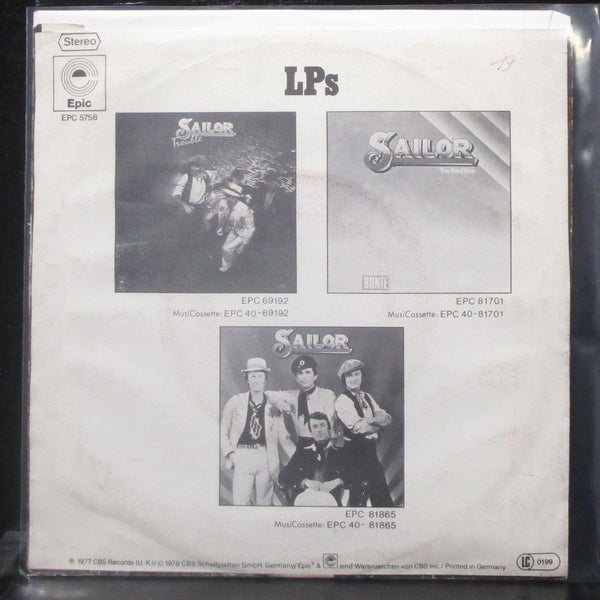 Sailor - Romance / Istanbul 6.25 7" VG+ Vinyl 45 Epic EPC 5758 Germany 1977 - Shuga Records