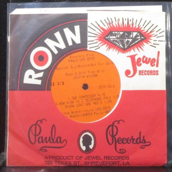 Justin Wilson - Pass A Good Time With Justin Wilson 7" VG+ Promo Vinyl 45 Paula - Shuga Records