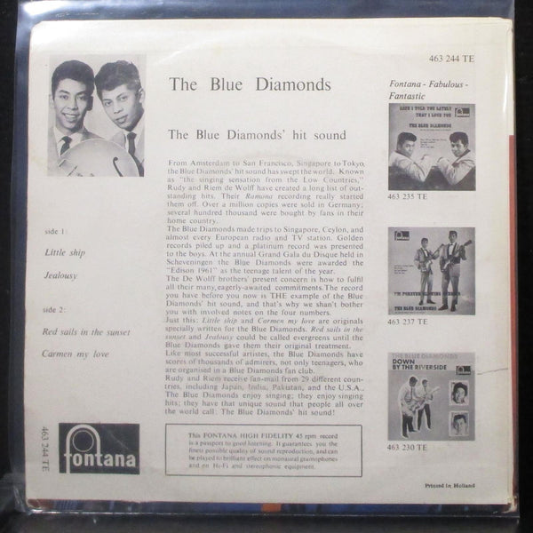 The Blue Diamonds' Hit Sound EP 7" VG+ Vinyl 45 Decca 463.244 TE Netherlands - Shuga Records