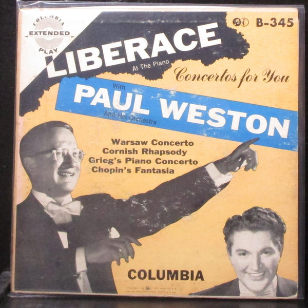 Liberace & Paul Weston - Concertos For You EP 7" VG+ Vinyl 45 Columbia B-345 USA - Shuga Records