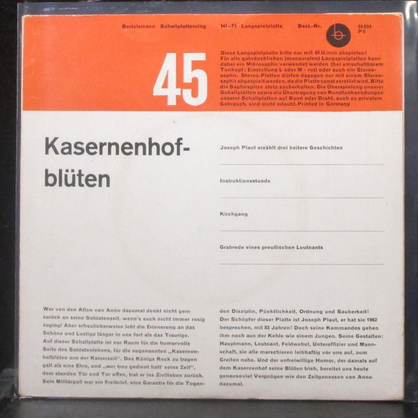 Joseph Plaut - Kasernenhofblten EP 7" VG+ Vinyl 45 Bertelsmann Germany 56 094 - Shuga Records