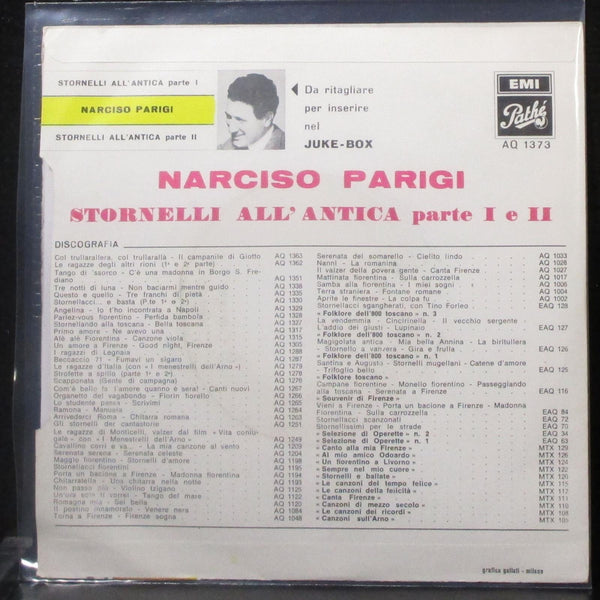 Naciso Parigi - Stornelli All'antica 7" Mint- Vinyl 45 Path AQ 1373 Italy 1968 - Shuga Records