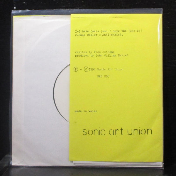 Teen Anthems - I Hate Oasis 7" Mint- Vinyl 45 Sonic Art Union SAU-005 UK 1996 - Shuga Records