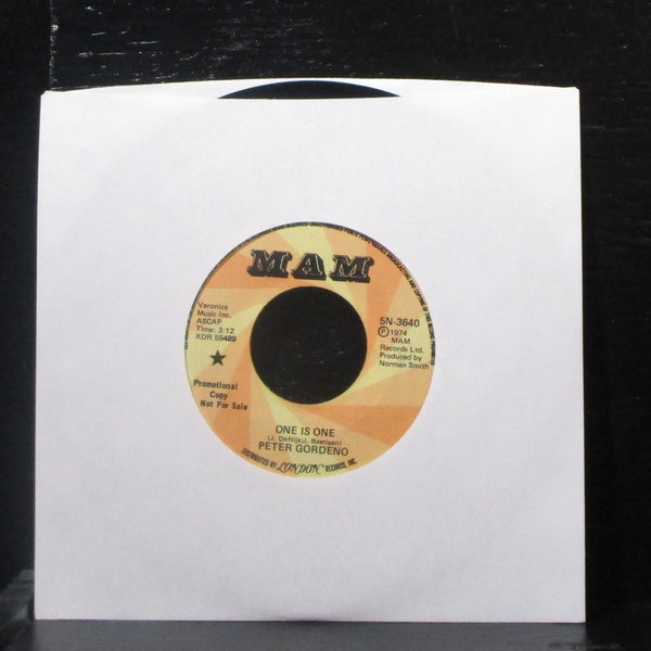 Peter Gordeno - One Is One / Laughter In The Rain 7" VG+ Promo Vinyl 45 MAM 1974 - Shuga Records