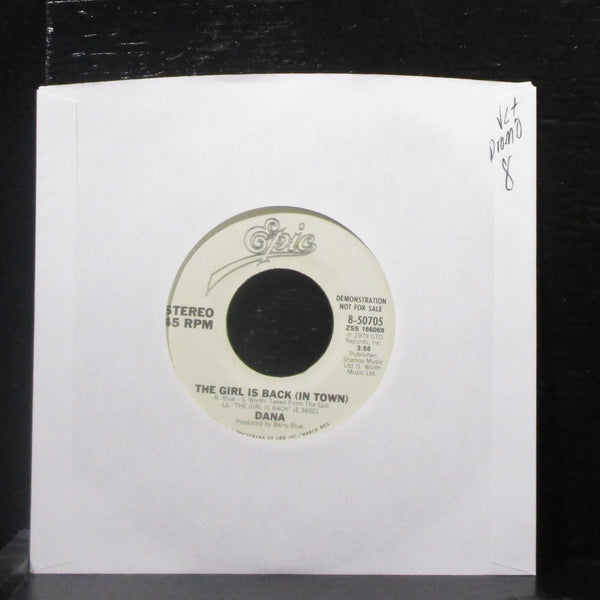 Dana - The Girl Is Back (In Town) 7" VG+ Promo Vinyl 45 Epic 8-50705 USA 1979 - Shuga Records