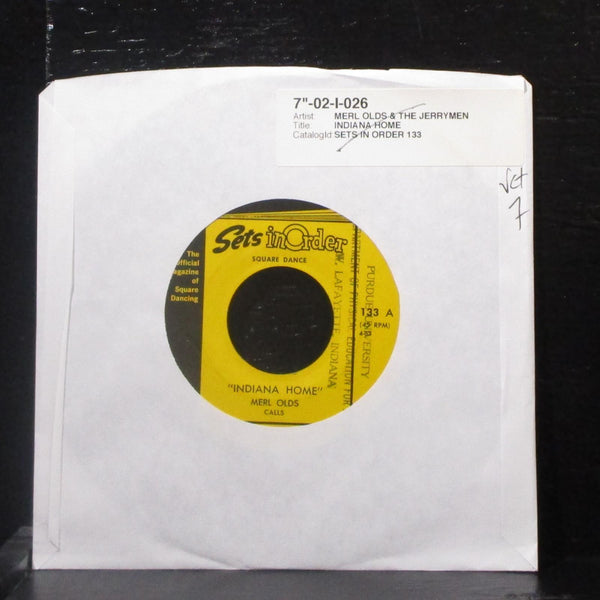 Merl Olds & The Jerrymen - Indiana Home 7" VG+ Vinyl 45 Sets In Order 133 - Shuga Records
