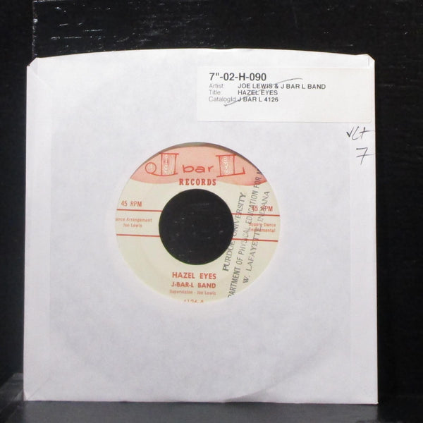 Joe Lewis & J-Bar-L Band - Hazel Eyes 7" VG+ Vinyl 45 J-Bar-L Records 4126 USA - Shuga Records