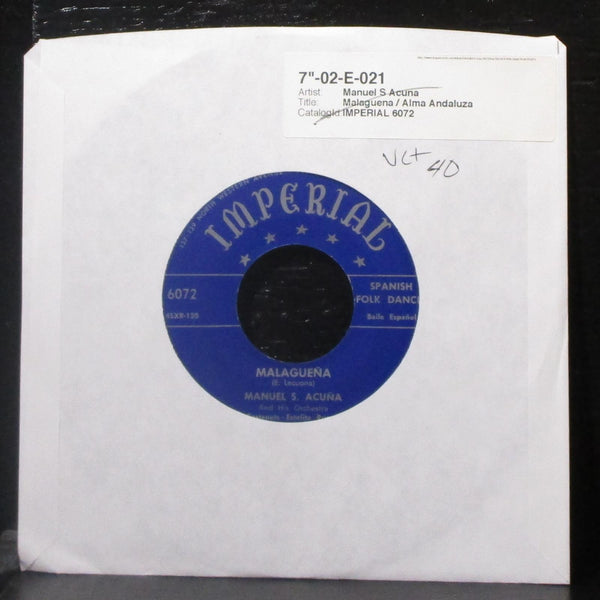 Manuel S. Acua - Malaguea / Alma Andaluza 7" VG+ Vinyl 45 Imperial 6072 USA - Shuga Records