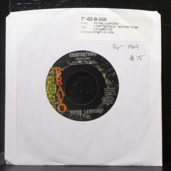 Peter Lawford - Comfortable (With Her) 7" VG- Vinyl 45 Bravo B-1302 USA 1969 - Shuga Records