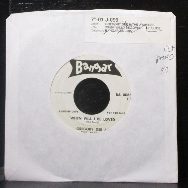 Gregory Dee & The Avanties - The Slide 7" VG- Promo Vinyl 45 Bangar BA 00658 - Shuga Records