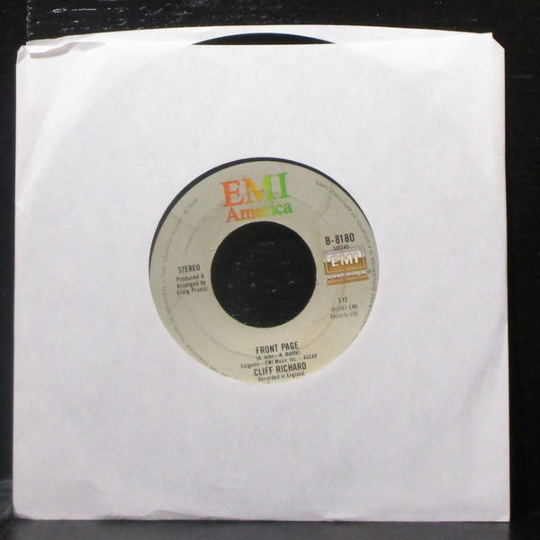 Cliff Richard - Never Say Die / Front Page 7" VG+ Vinyl 45 EMI B-8180 USA 1983 - Shuga Records