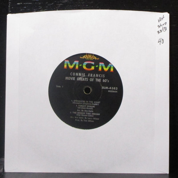 Connie Francis - Movie Greats Of The 60's EP 7" VG+ Vinyl 33 MGM SLM-4382 USA - Shuga Records
