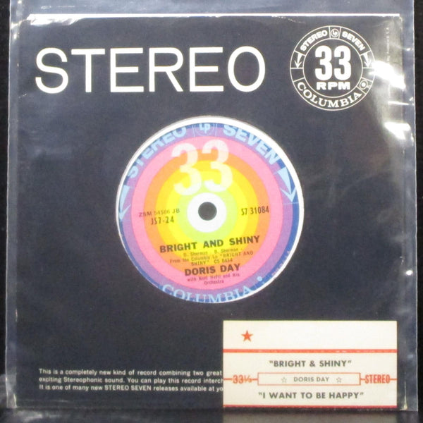 Doris Day - Bright And Shiny / I Want To Be Happy 7" VG+ Vinyl 33 Columbia USA - Shuga Records