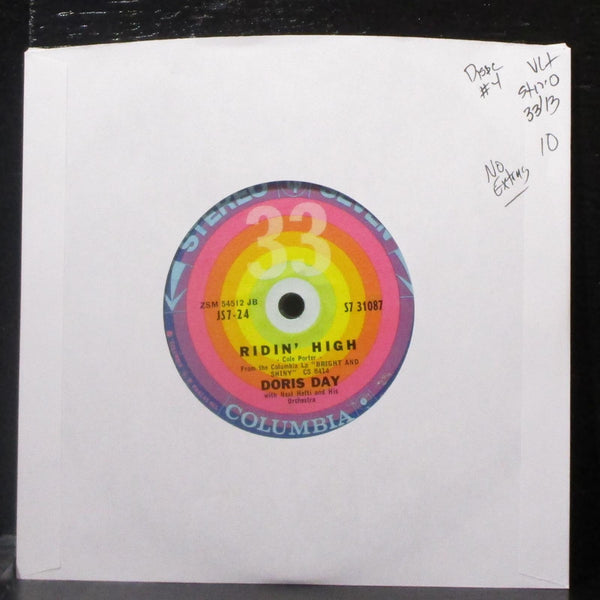 Doris Day - Ridin' High / On The Sunny Side Of The Street 7" VG+ Vinyl 33 USA - Shuga Records
