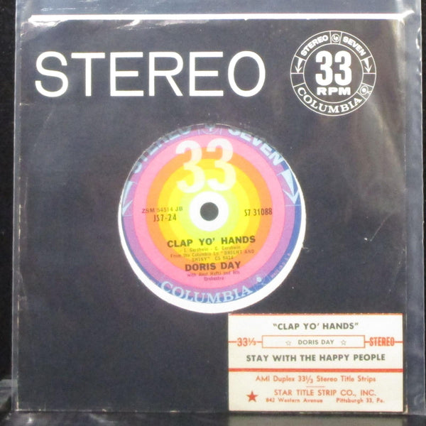 Doris Day - Clap Yo' Hands / Stay With The Happy People 7" VG+ Vinyl 33 Columbia - Shuga Records