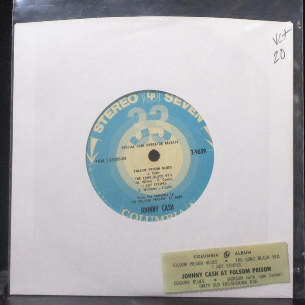 Johnny Cash - At Folsom Prison EP 7" VG+ Vinyl 33 Columbia 7-9639 USA 1968 - Shuga Records
