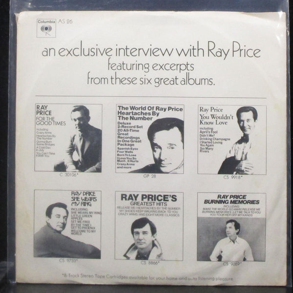 Ray Price - Interview With Frank Jones EP 7" VG+ Vinyl 45 Columbia AS 26 USA - Shuga Records