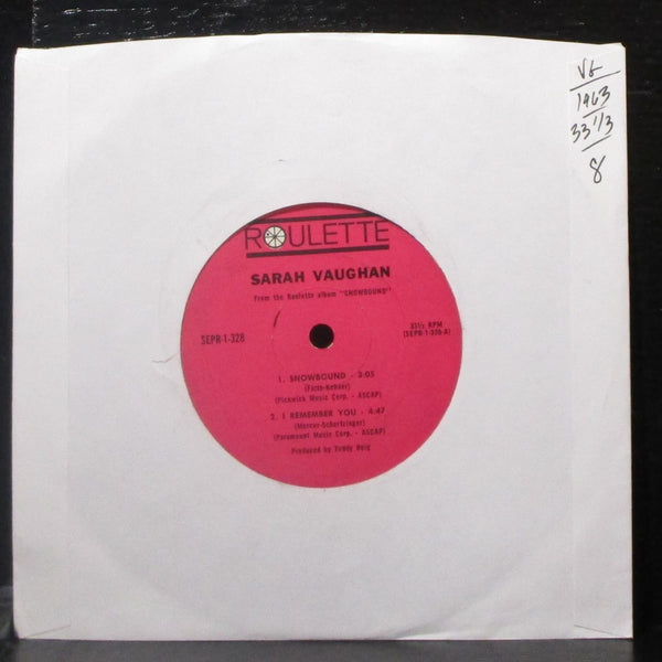 Sarah Vaughan - Snowbound 7" VG Vinyl 33 Roulette SEPR-1-328 USA 1963 - Shuga Records