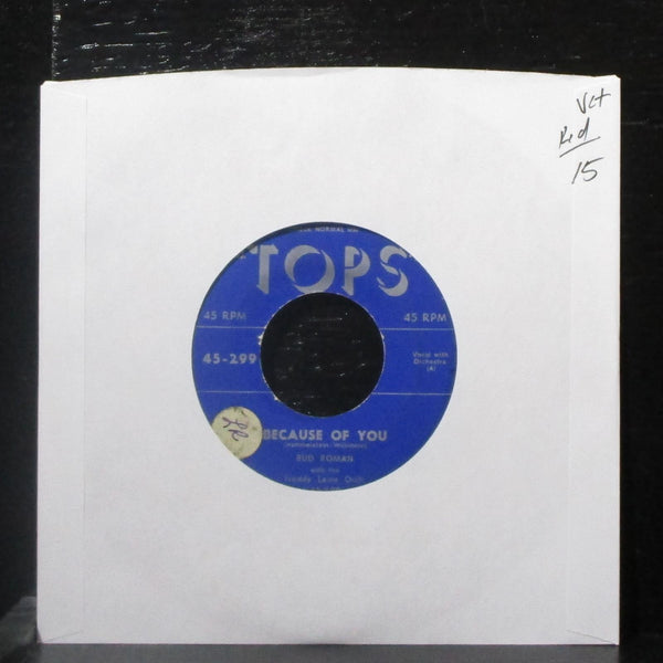 Bud Roman - Because Of You / Belle, Belle, My Liberty Belle 7" VG+ Red Vinyl 45 - Shuga Records