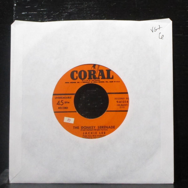 Jackie Lee - The Donkey Serenade / Mr. Hot Piano 7" VG+ Vinyl 45 Coral 9-61214 - Shuga Records