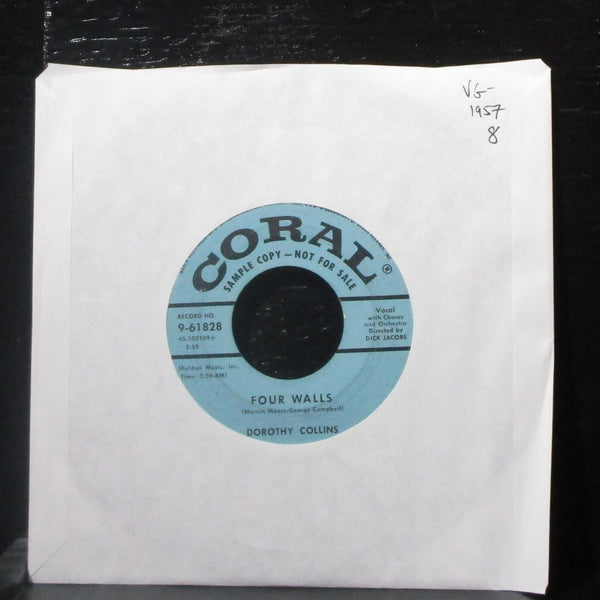 Dorothy Collins - Four Walls / Big Dreams 7" VG- Vinyl 45 Coral 9-61828 USA 1957 - Shuga Records