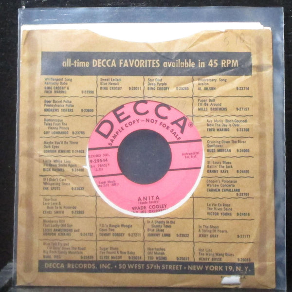 Spade Cooley - The Cryin' Waltz / Anita 7" VG+ Promo Vinyl 45 Decca 9-29544 1955 - Shuga Records