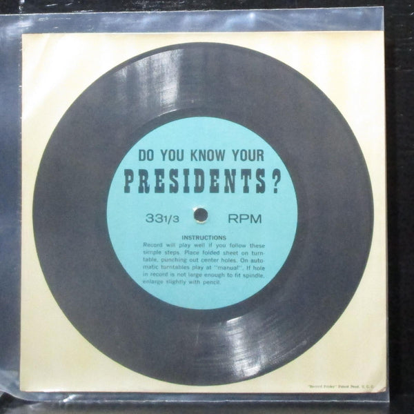 Various Artists - Do You Know Your Presidents? 7" VG Flexidisc Vinyl 45 - Shuga Records