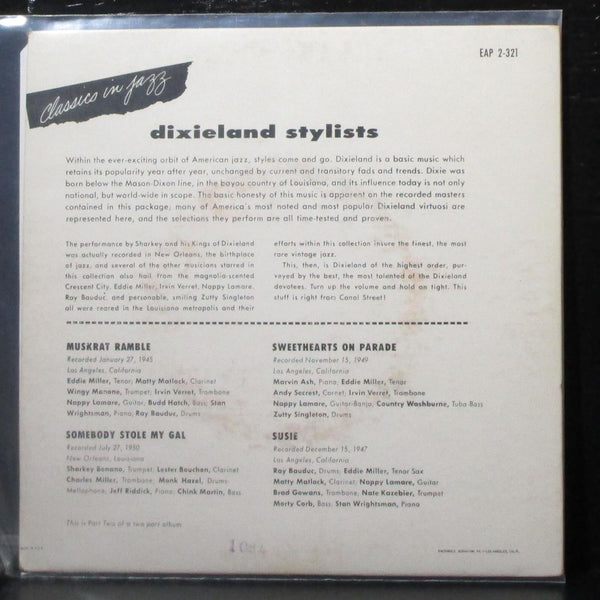 Various Artists - Dixieland Stylists Part 2 EP 7" VG+ Vinyl 45 Capitol EAP 2-321 - Shuga Records