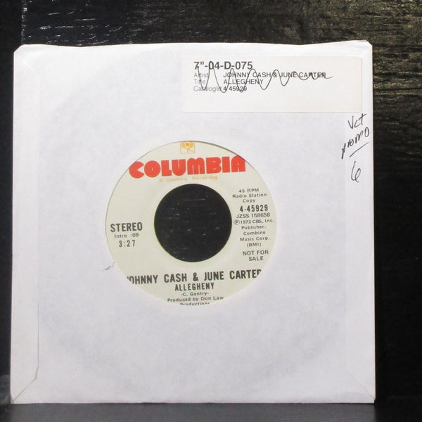 Johnny Cash & June Carter - Allegheny 7" VG+ Promo Vinyl 45 Columbia 4-45929 USA - Shuga Records