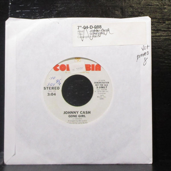 Johnny Cash - Gone Girl 7" VG+ Promo Vinyl 45 Columbia 3-10817 USA 1978 - Shuga Records