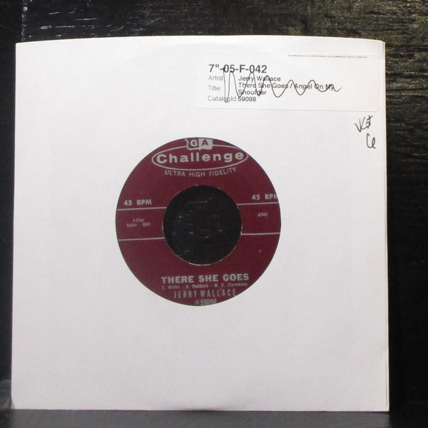 Jerry Wallace - There She Goes / Angel On My Shoulder 7" VG+ Vinyl 45 Challenge - Shuga Records